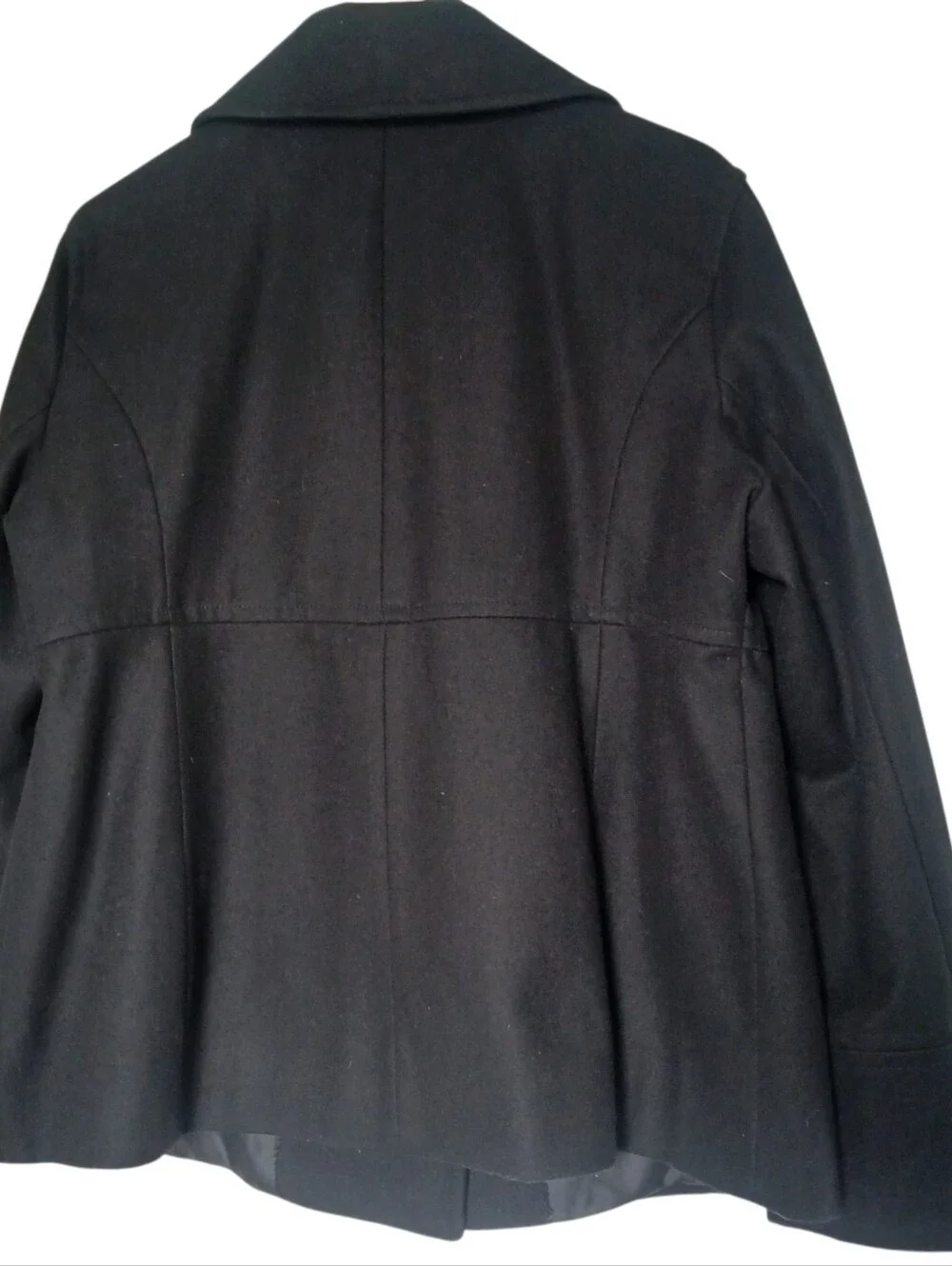 Women's MICHAEL Michael Kors Black Double-Breasted Peacoat Wool Blend XL